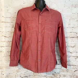 Drill Clothing Company Mens Button Down Shirt Long Sleeve Pocket Small Red
